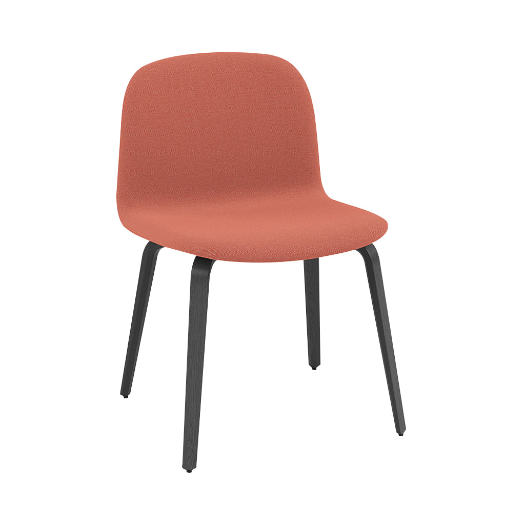 Visu Wide Chair: Wood Base + Upholstered + Black