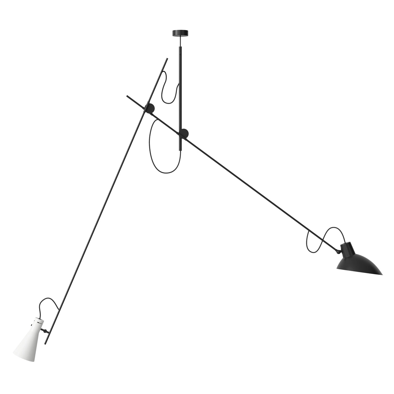 VV Cinquanta Suspension Lamp: Black + White + Black