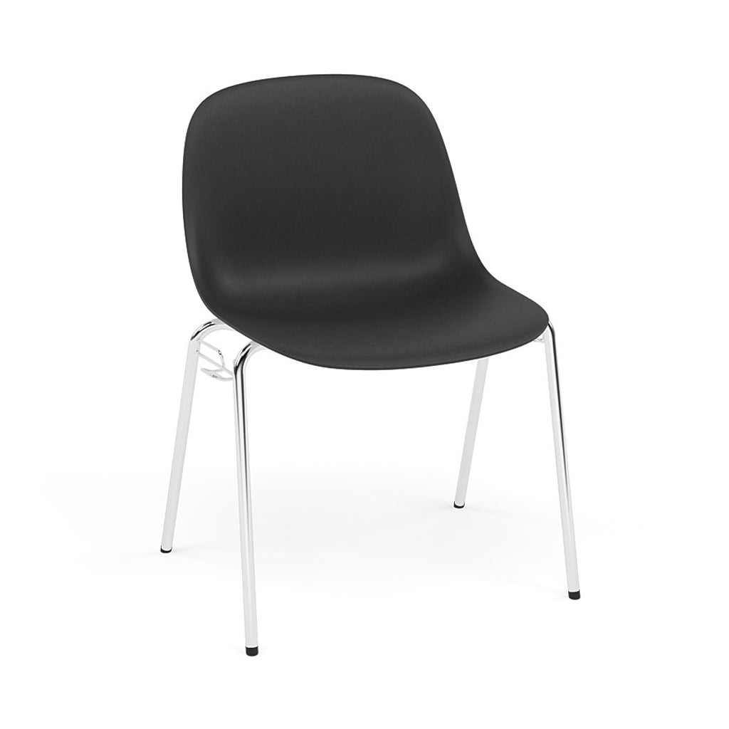 Fiber Side Chair: A-Base with Linking Device + Felt Glides + Black