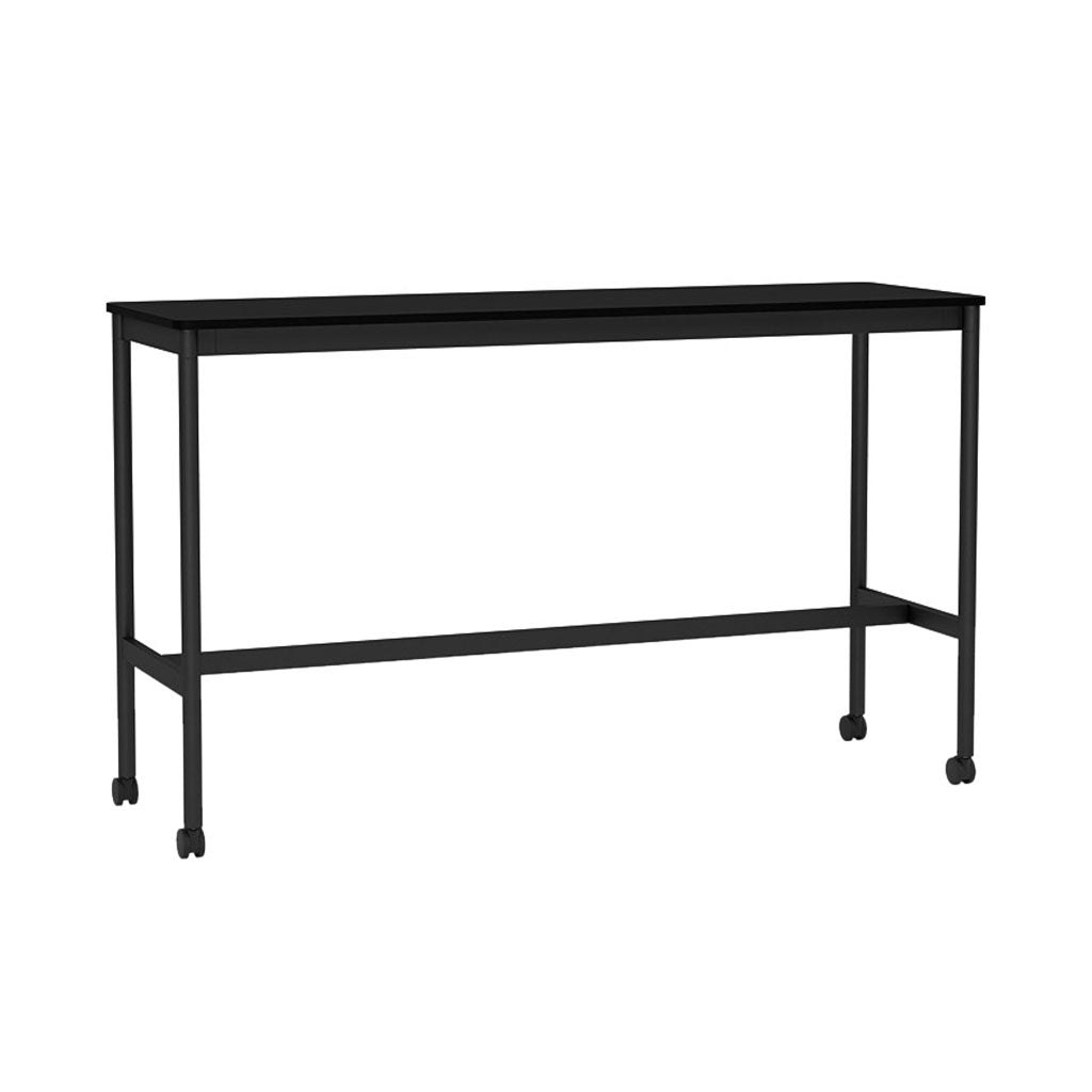 Base High Table with Castors: 160 + Black Laminate + ABS Edge + Black