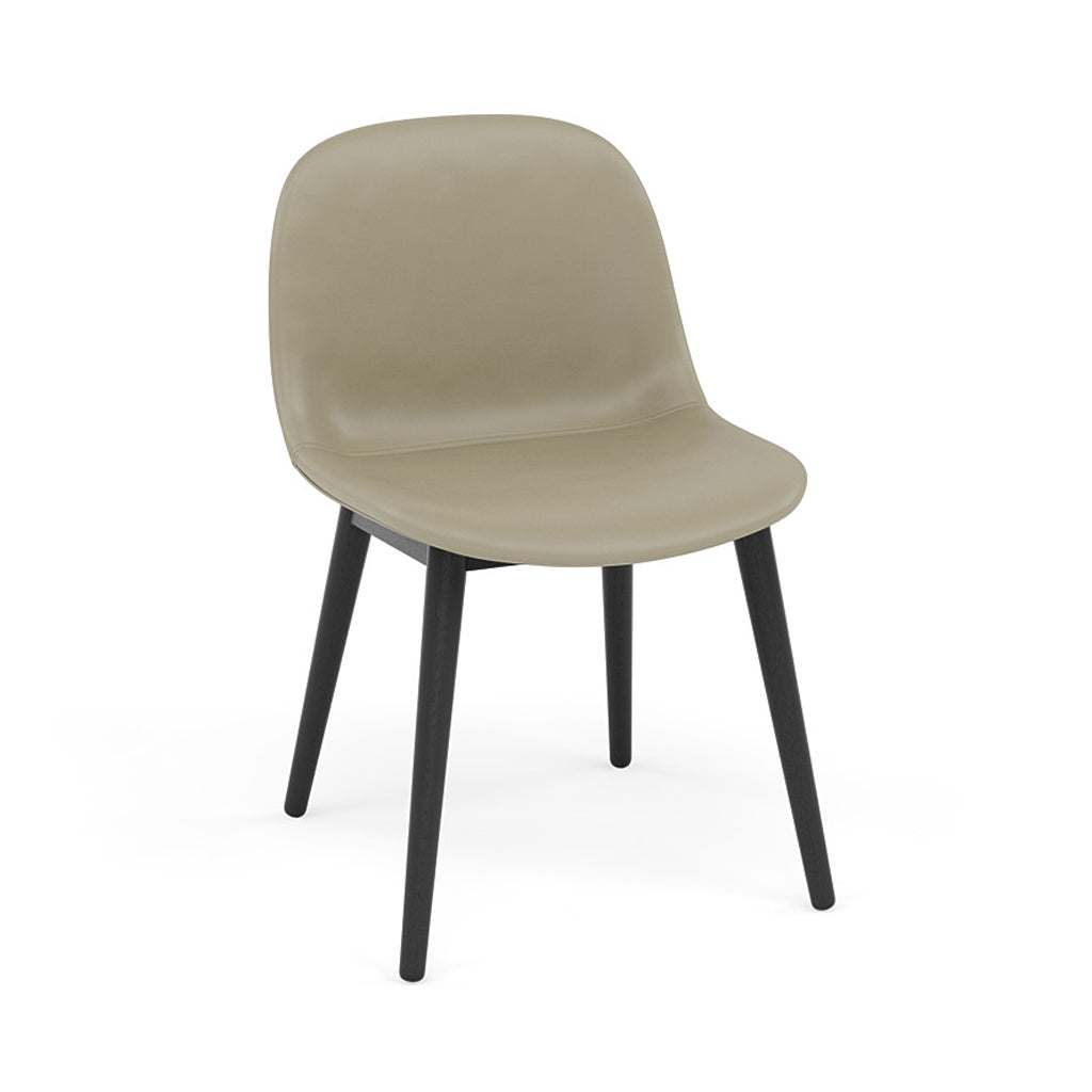 Fiber Side Chair: Wood Base + Recycled Shell + Upholstered + Black