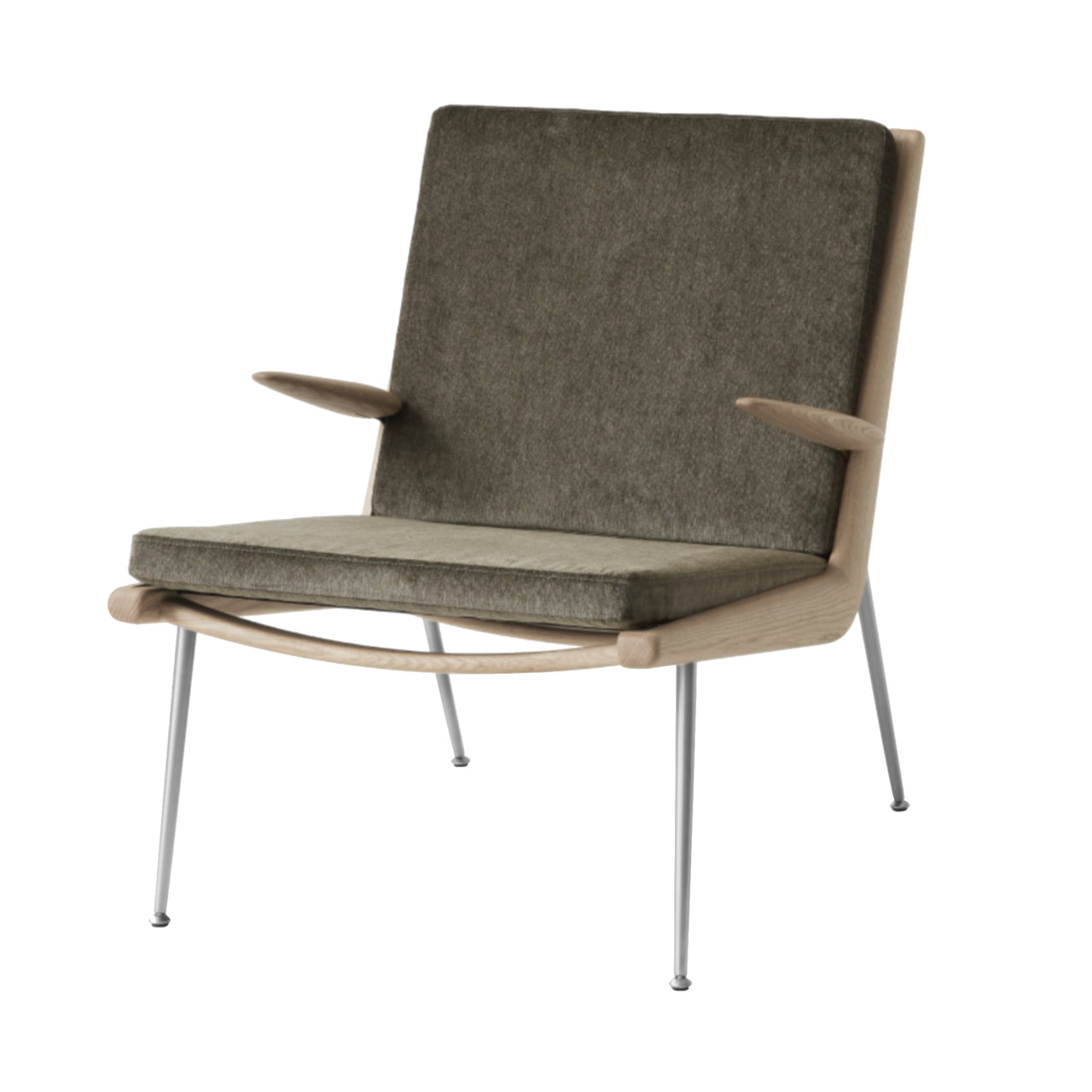 Boomerang Armchair HM2: Oiled Oak + Stainless Steel