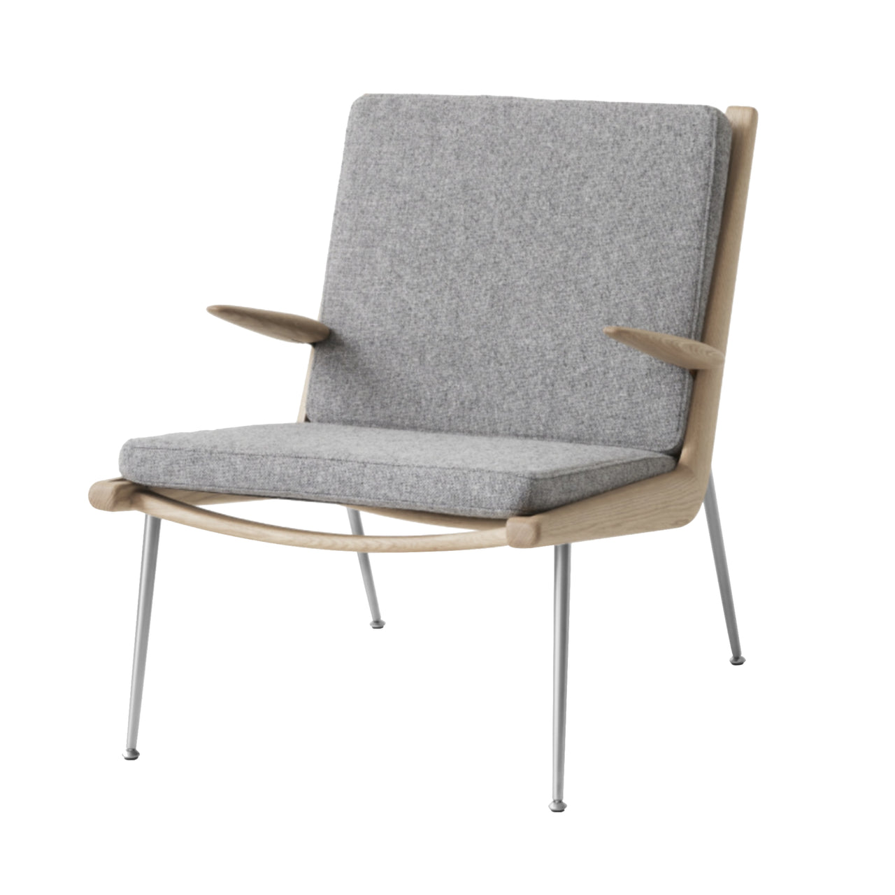 Boomerang Armchair HM2: Oiled Oak + Stainless Steel