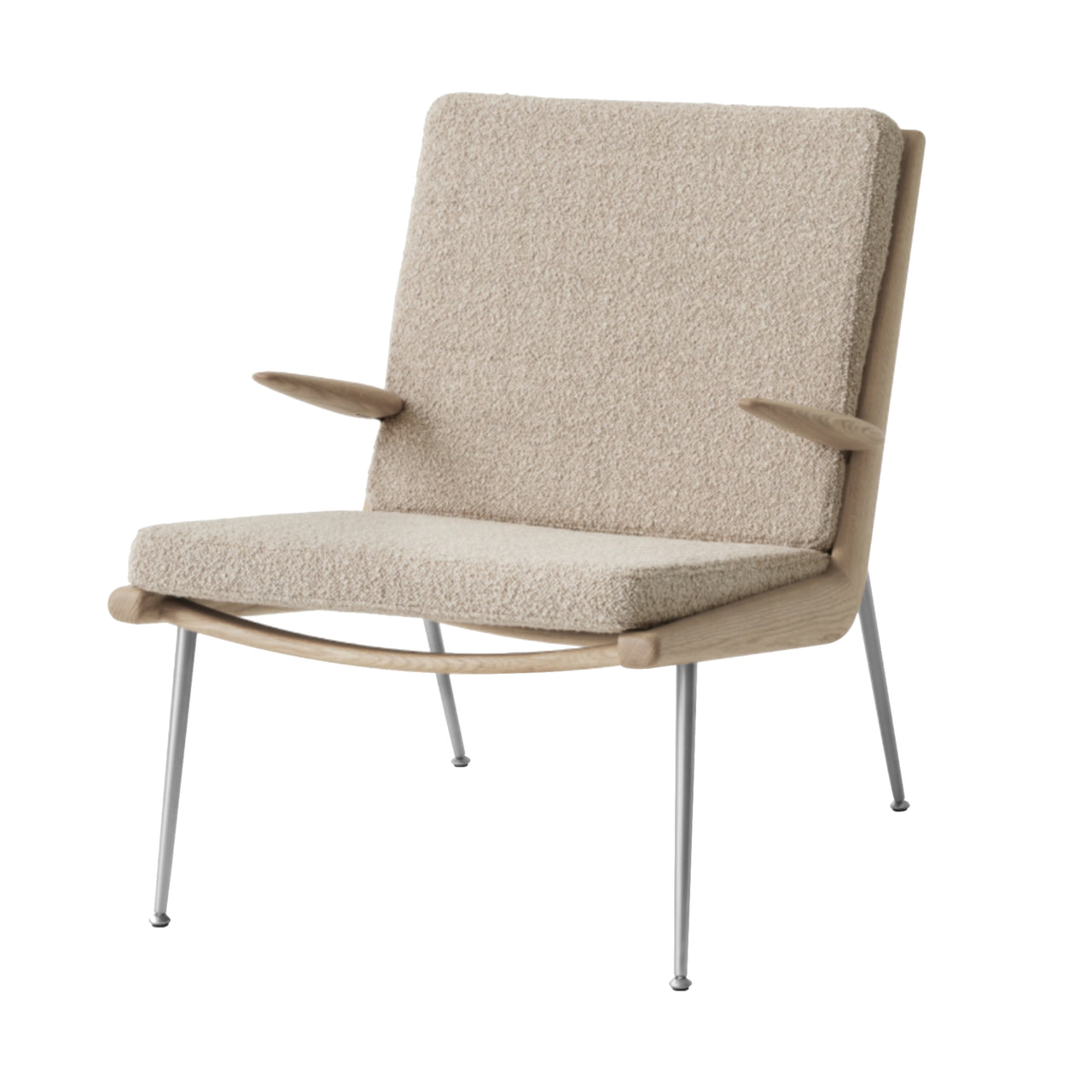 Boomerang Armchair HM2: Oiled Oak + Stainless Steel