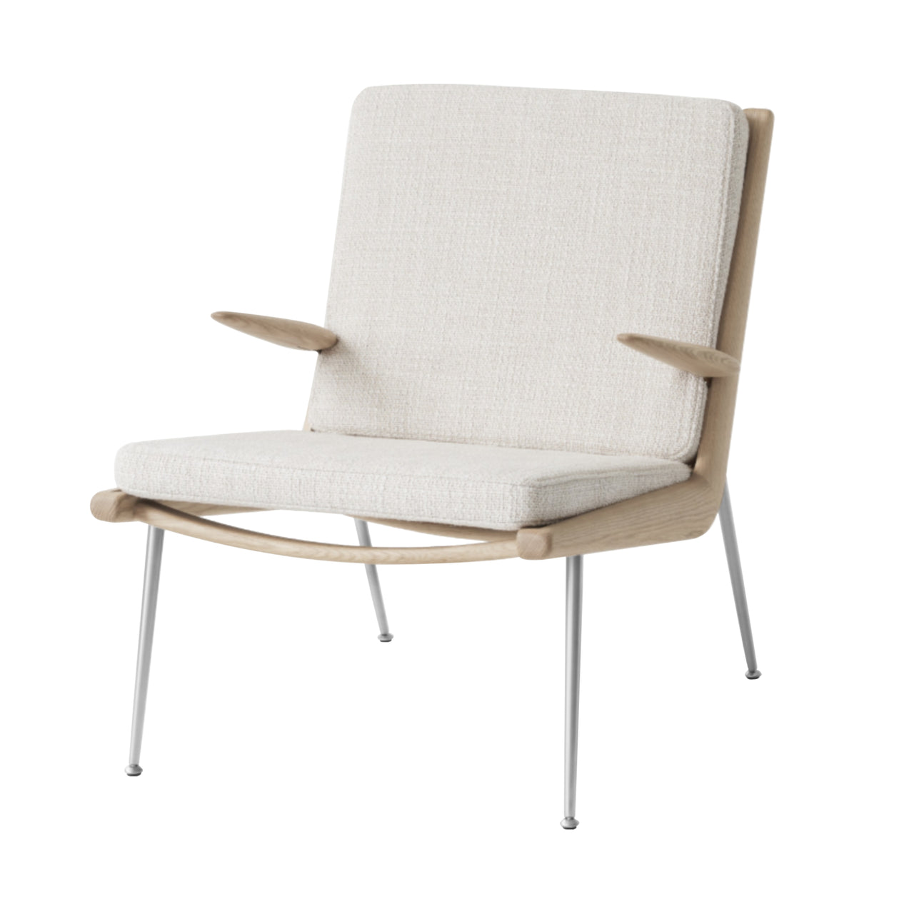 Boomerang Armchair HM2: Oiled Oak + Stainless Steel