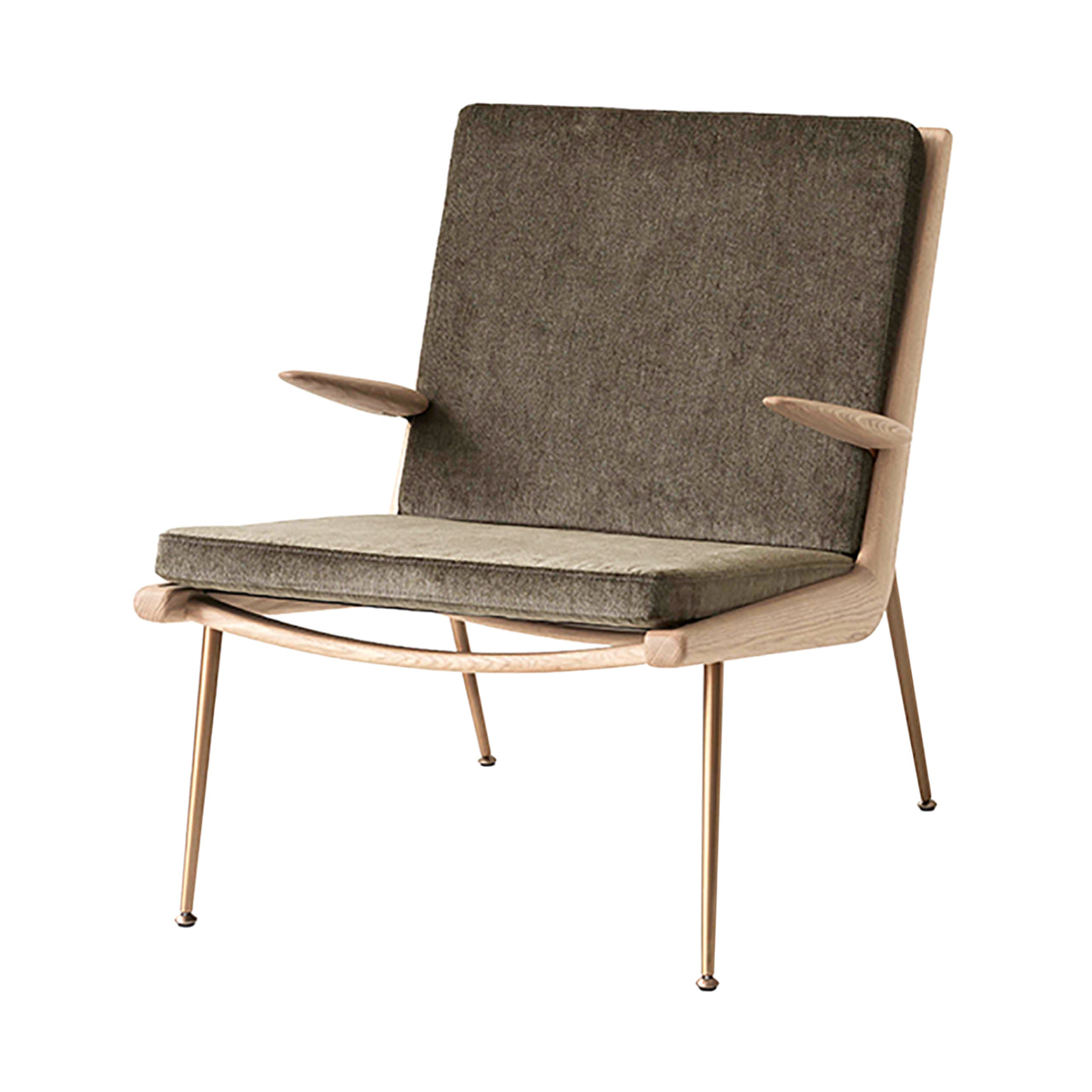 Boomerang Armchair HM2: Oiled Oak + Brass