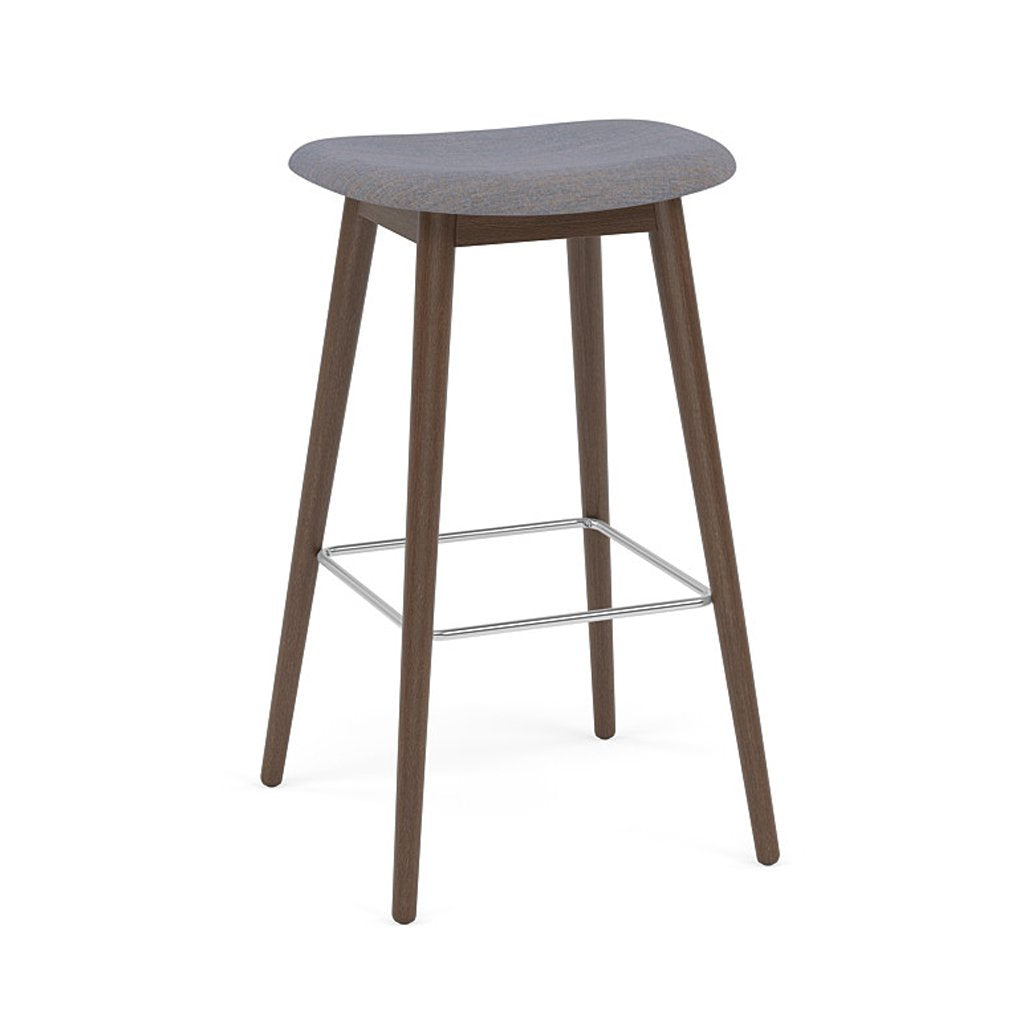 Fiber Bar + Counter Stool: Wood Base + Upholstered + Bar + Stained Dark Brown