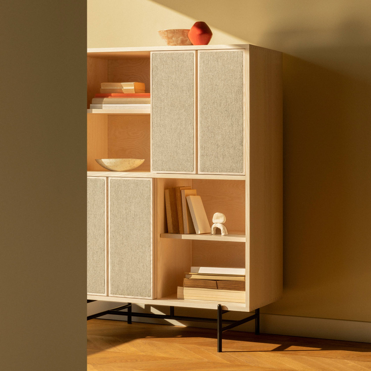 Canvas Tall Cabinet: Upholstered