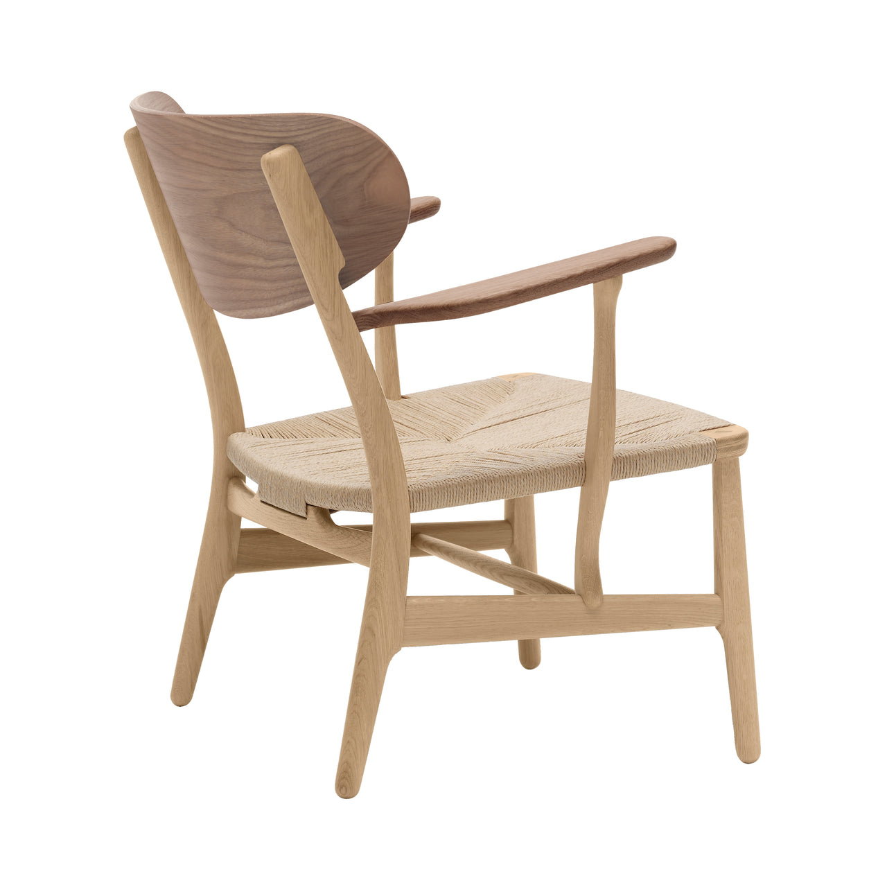 CH22 Lounge Chair: Natural + Oiled Oak + Walnut + Without Cushion