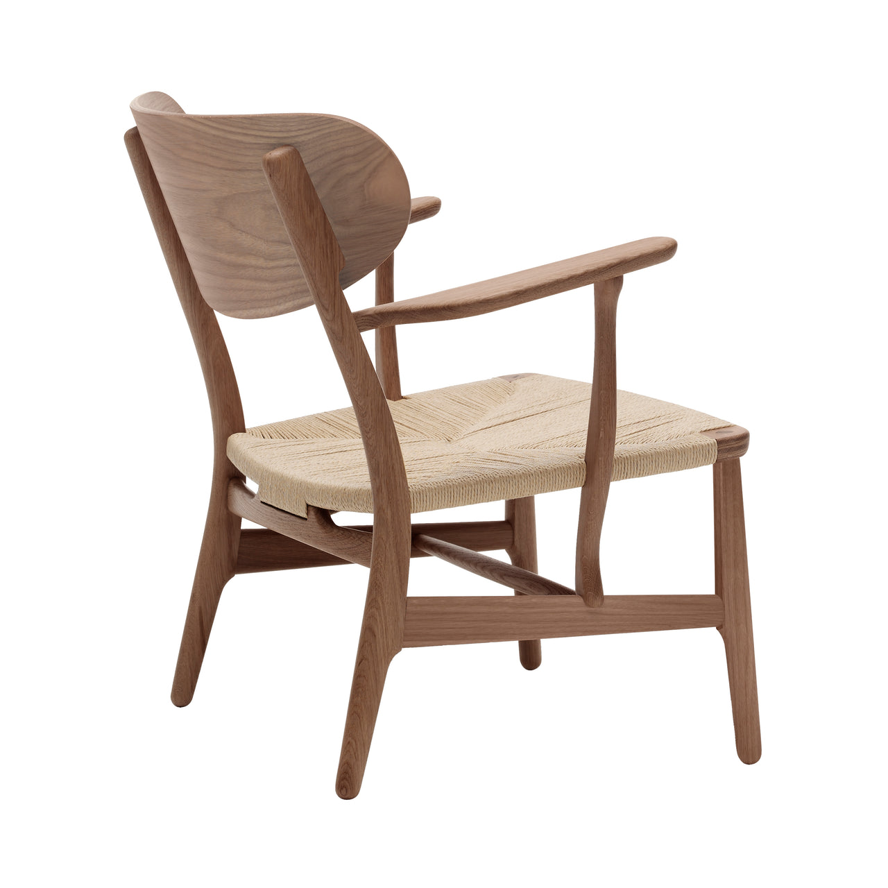 CH22 Lounge Chair: Natural + Oiled Walnut + Without Cushion
