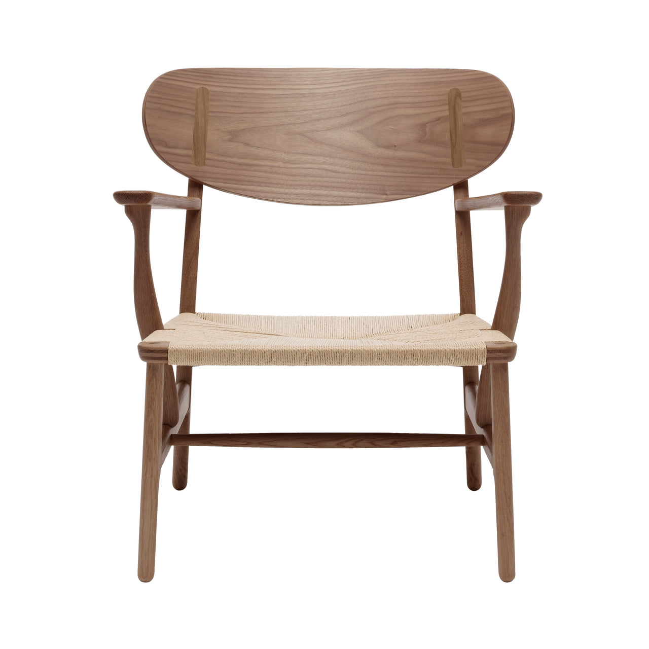 CH22 Lounge Chair: Natural + Oiled Walnut + Without Cushion