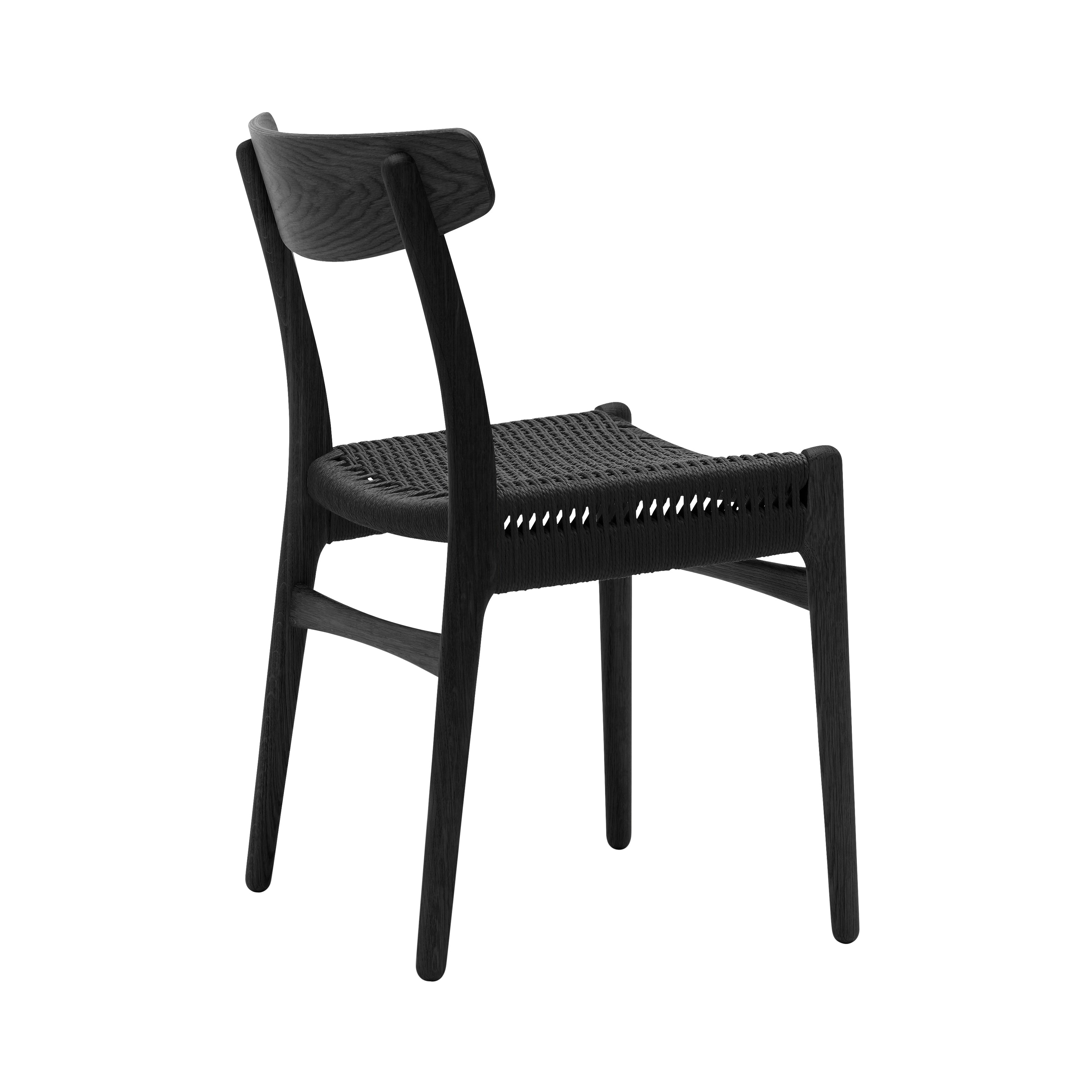CH23 Dining Chair: Black + Black Oak + Without Cushion