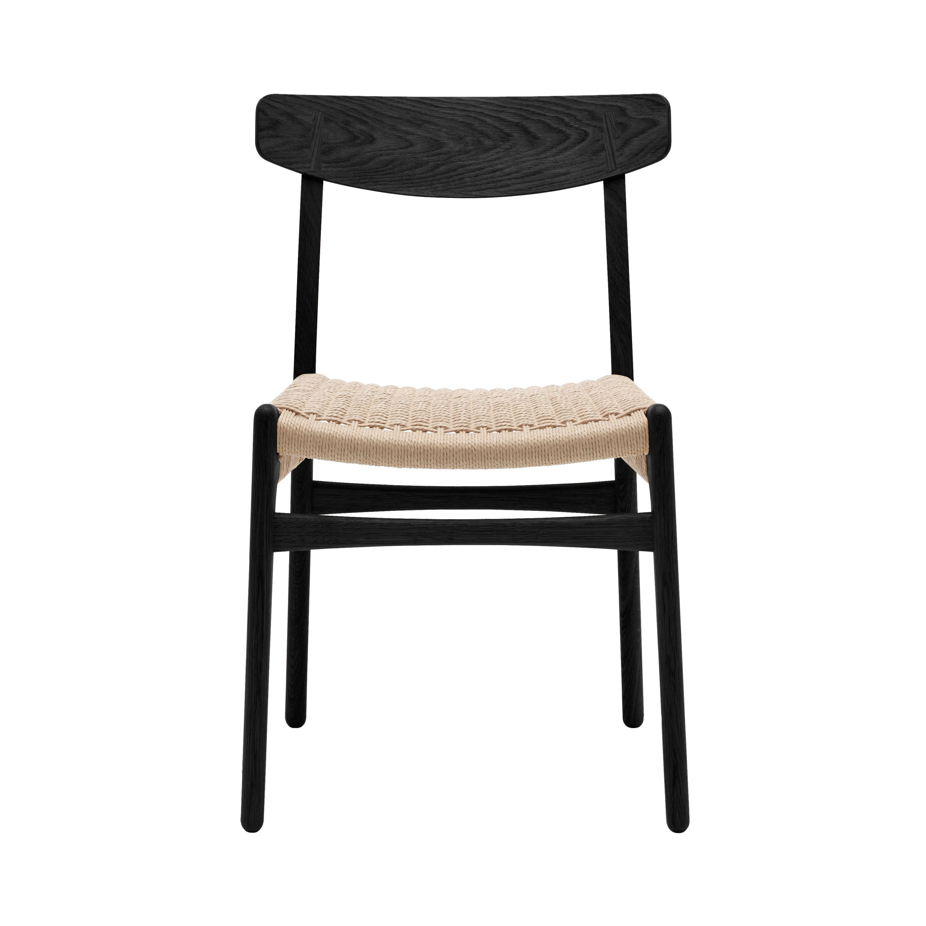 CH23 Dining Chair: Natural + Black Oak + Without Cushion