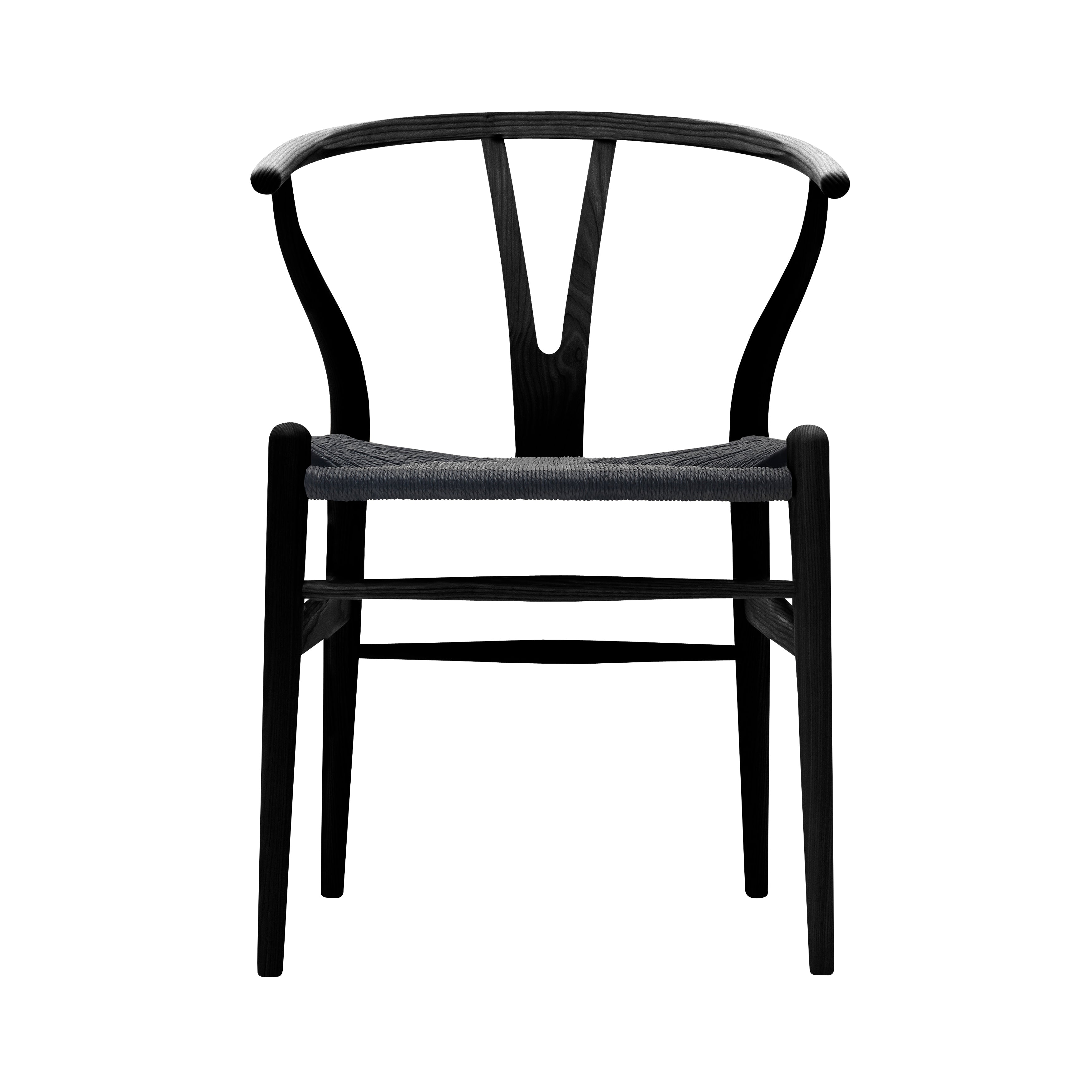 CH24 Wishbone Chair: Black + Black Ash
