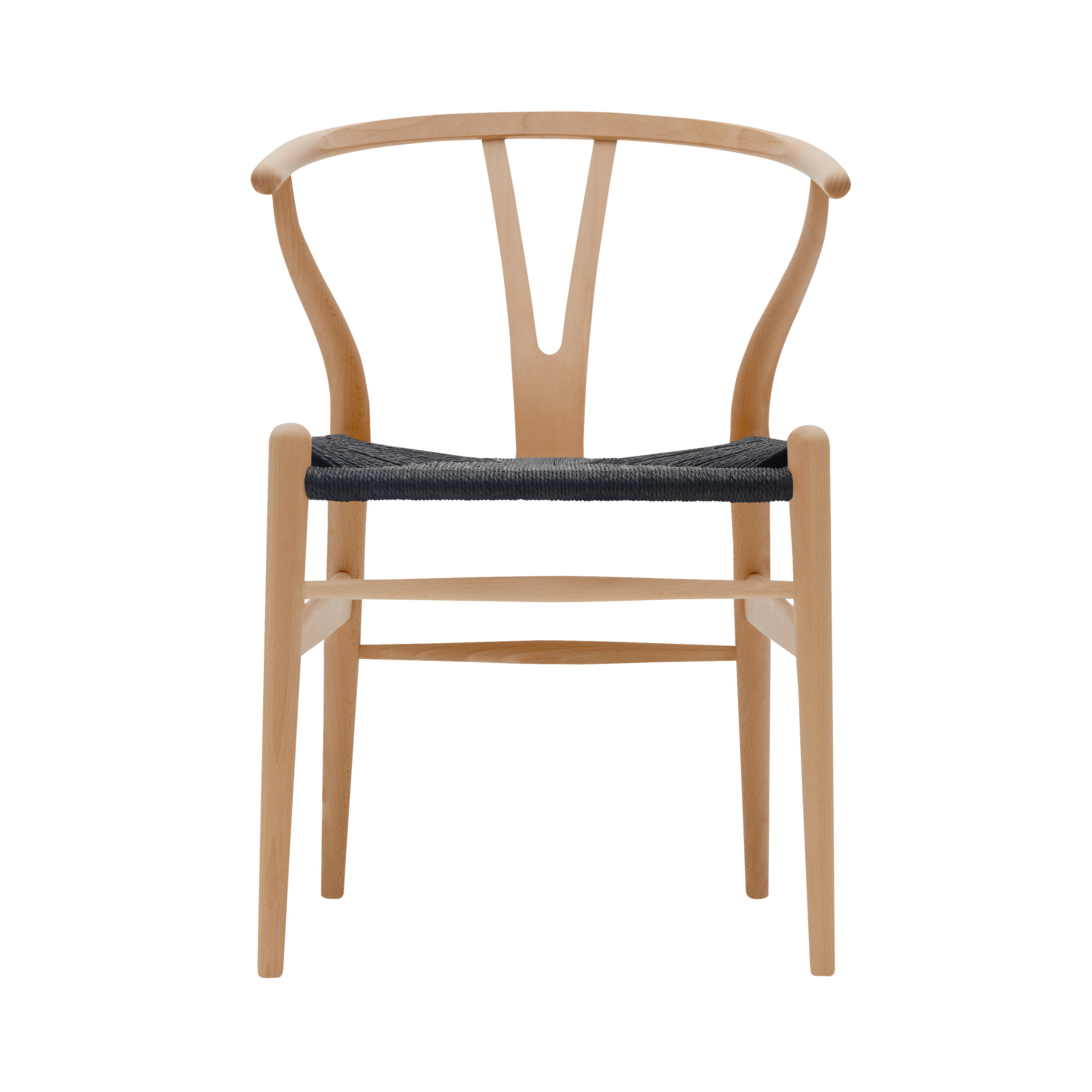 CH24 Wishbone Chair: Black + Lacquered Beech