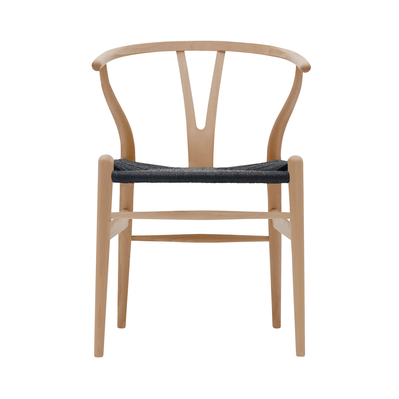 CH24 Wishbone Chair: Black + Oiled Beech