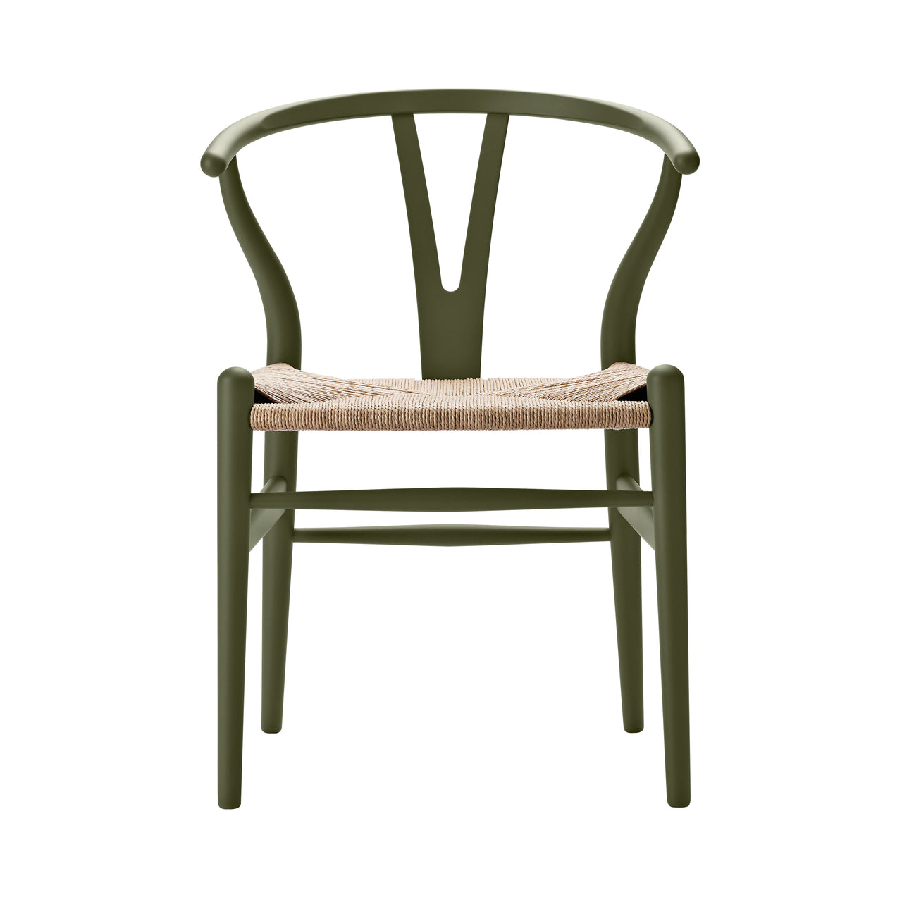CH24 Wishbone Chair: Natural + Olive Green Beech