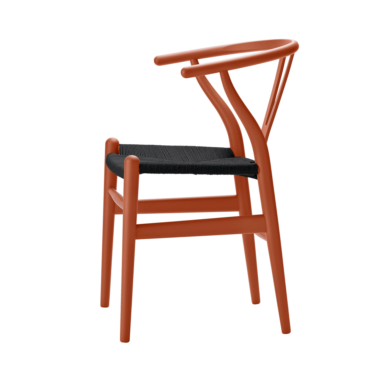 CH24 Wishbone Chair: Black + Orange Red Beech