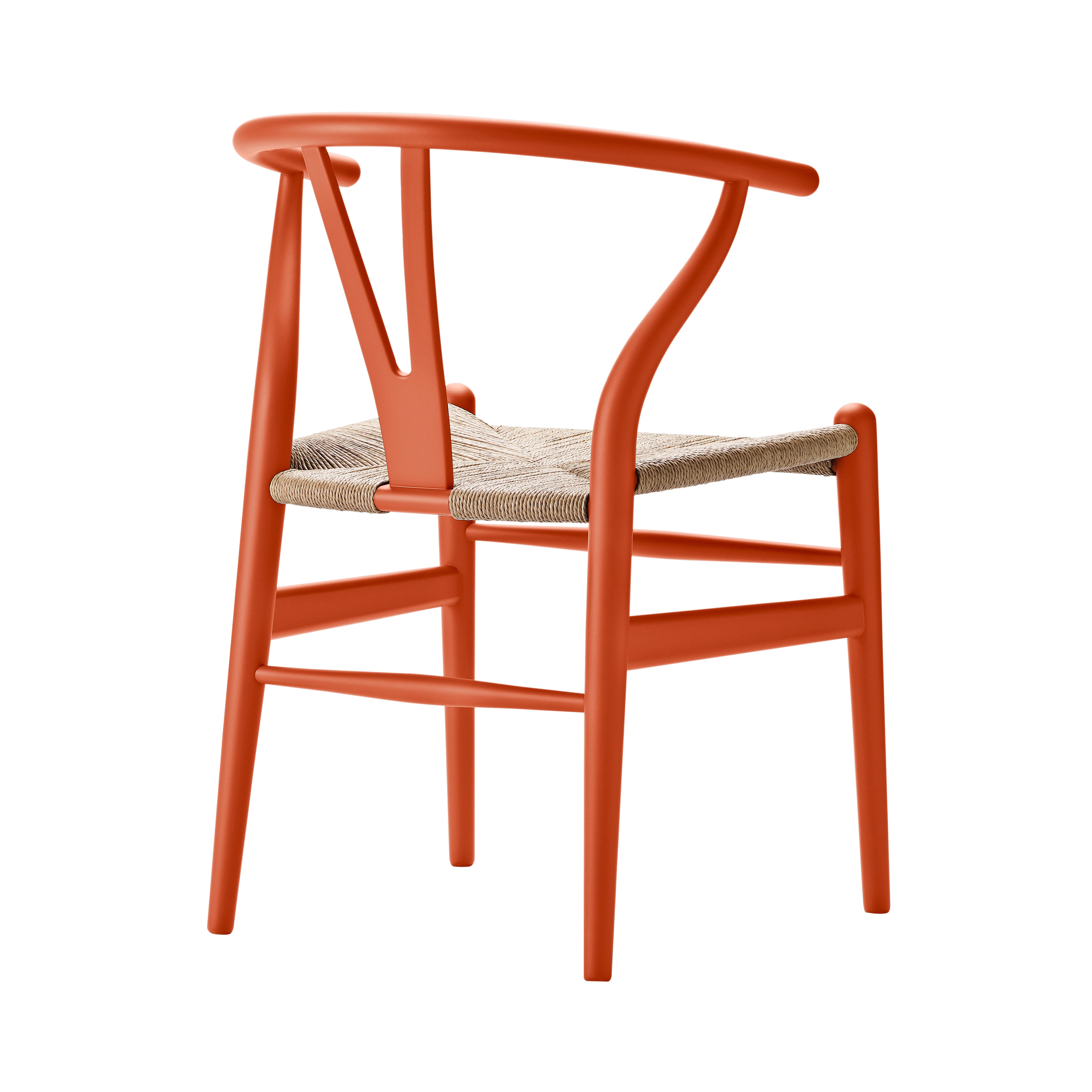 CH24 Wishbone Chair: Natural + Orange Red Beech
