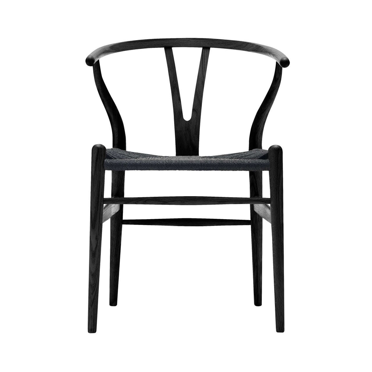 CH24 Wishbone Chair: Black + Black Oak