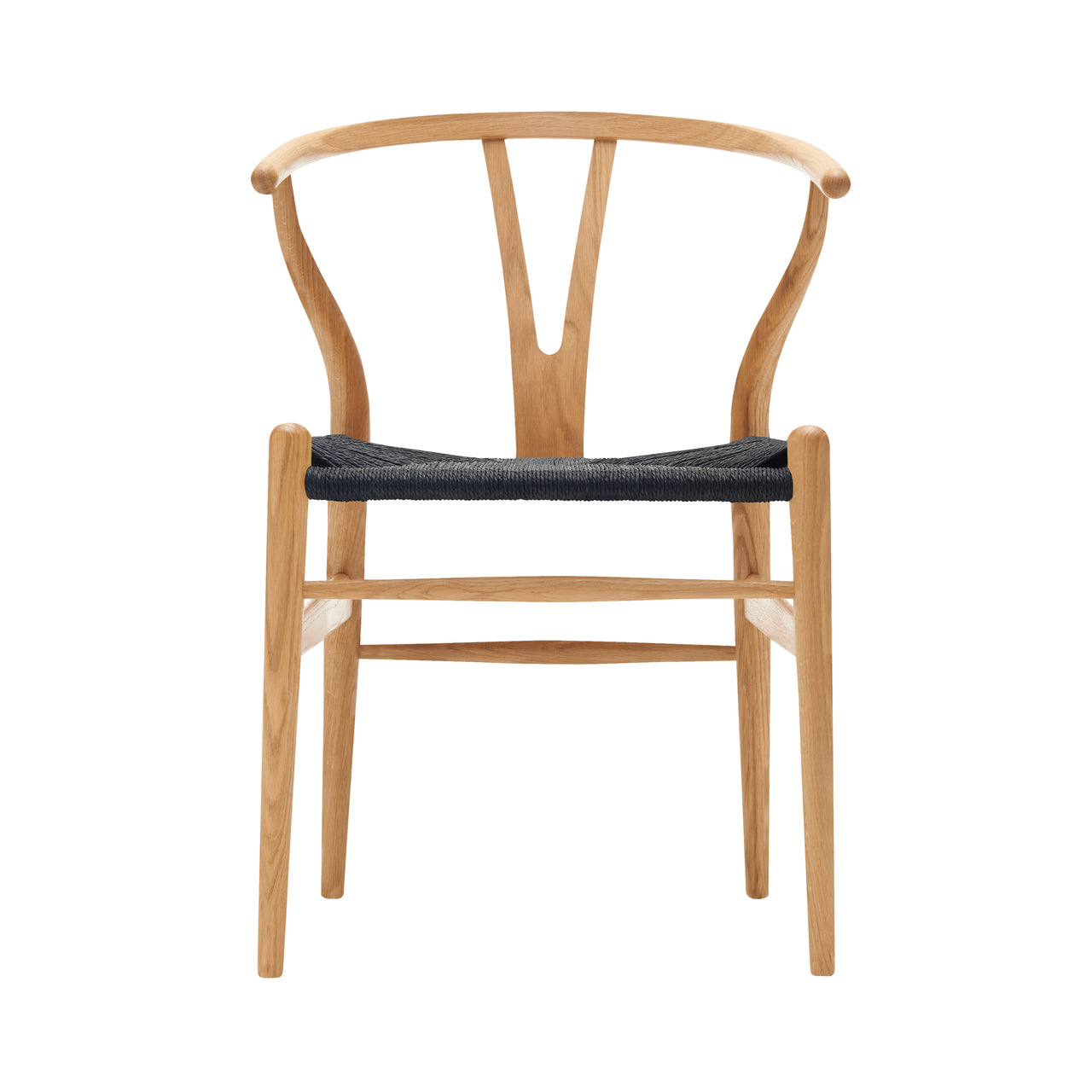 CH24 Wishbone Chair: Black + Oiled Oak