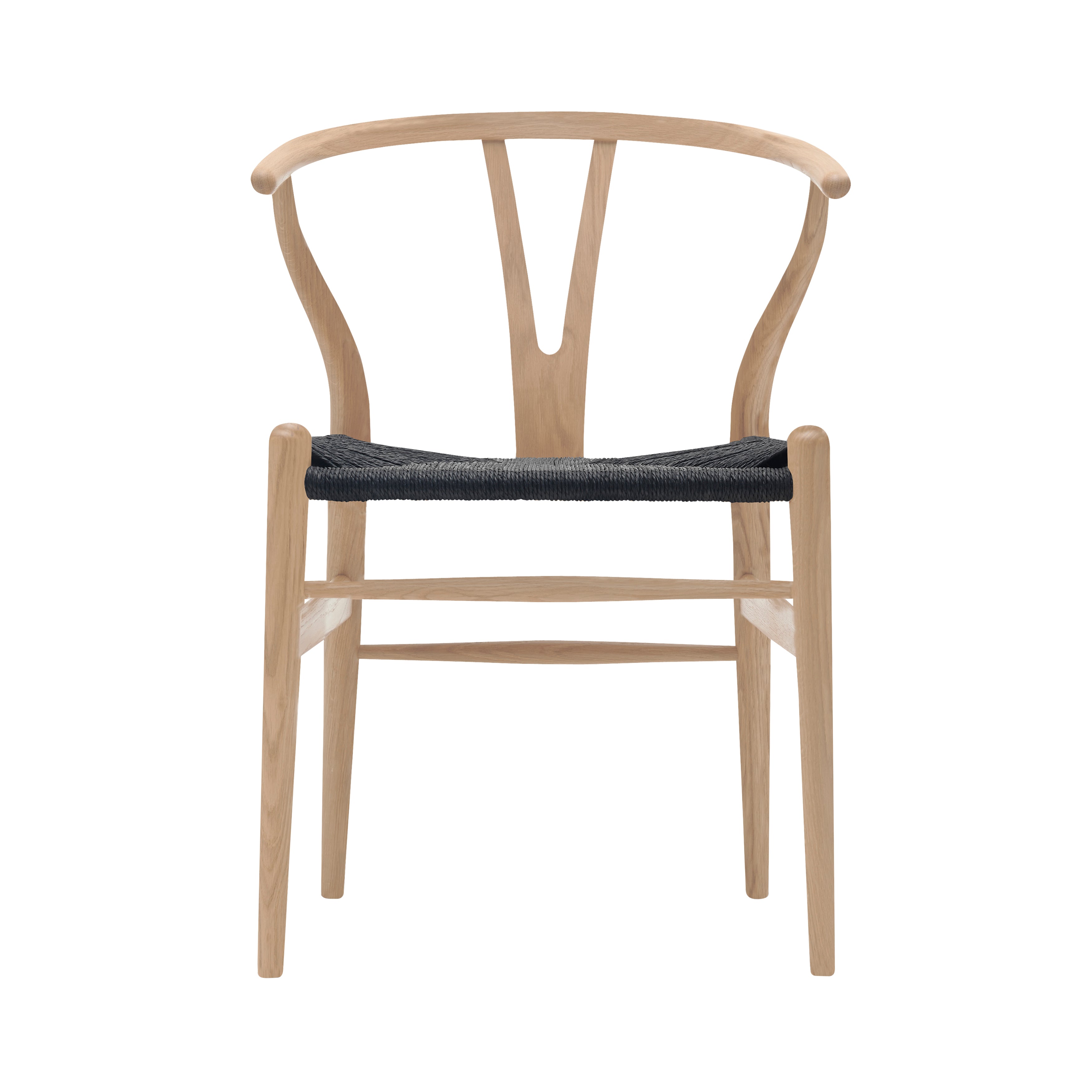 CH24 Wishbone Chair: Black + White Oiled Oak