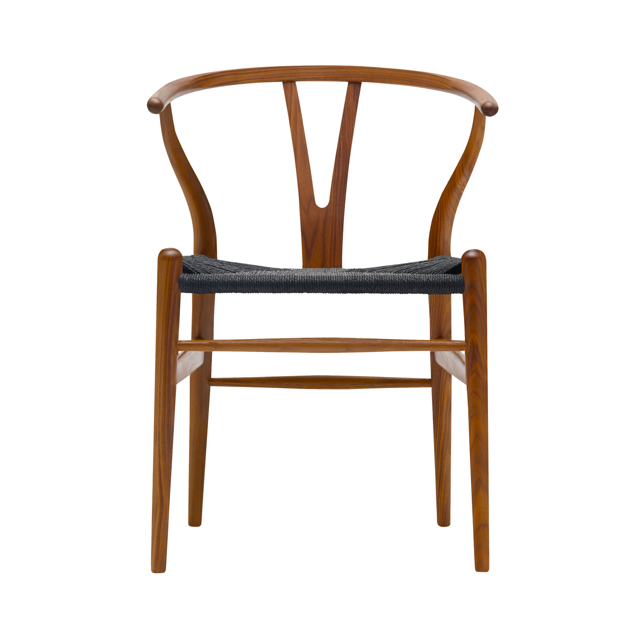 CH24 Wishbone Chair: Black + Lacquered Walnut