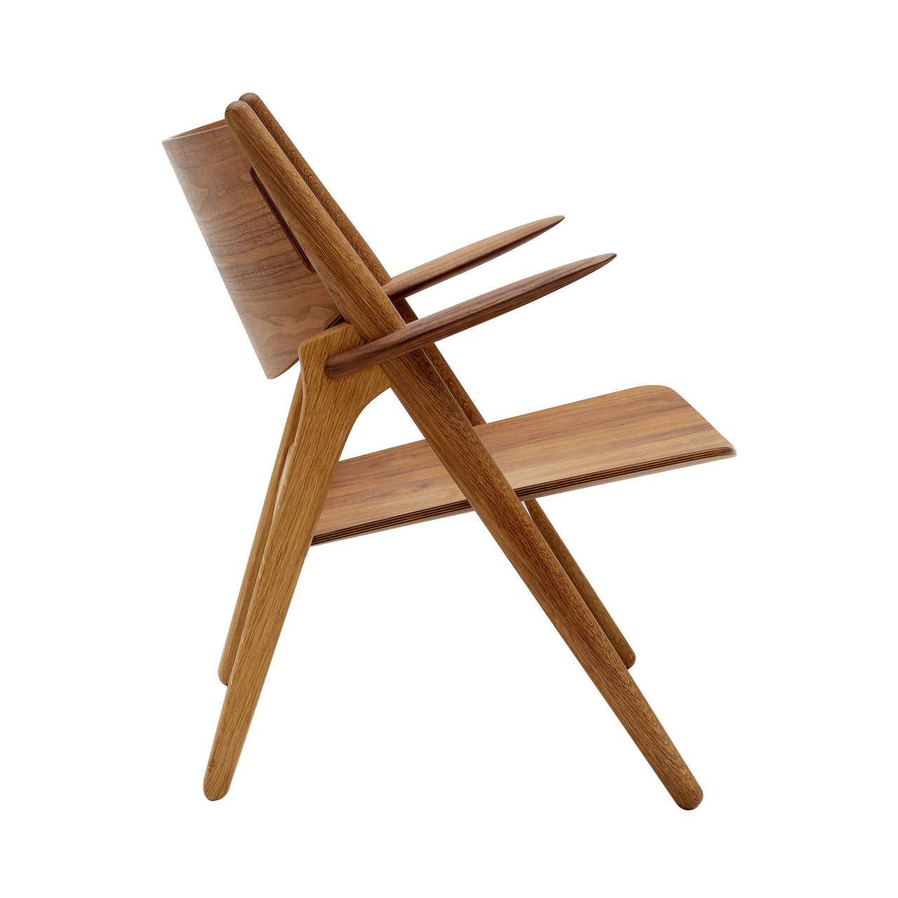 CH28T Lounge Chair: Lacquered Oak + Walnut