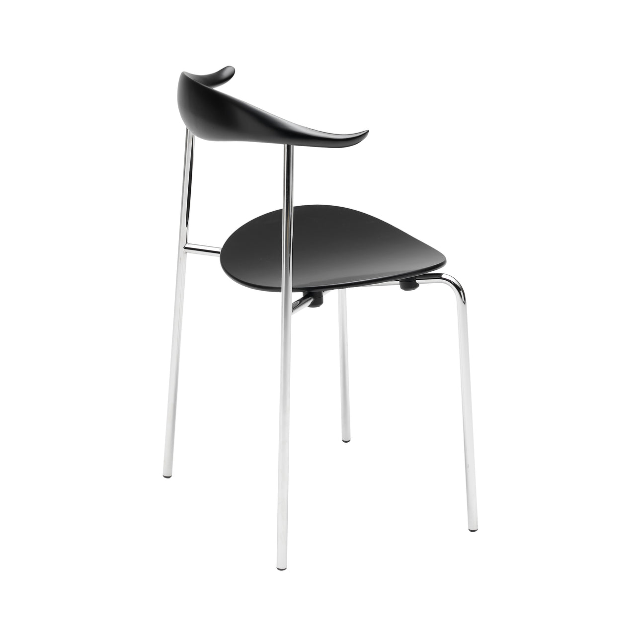 CH88T Dining Chair: Stainless Steel + Black Beech