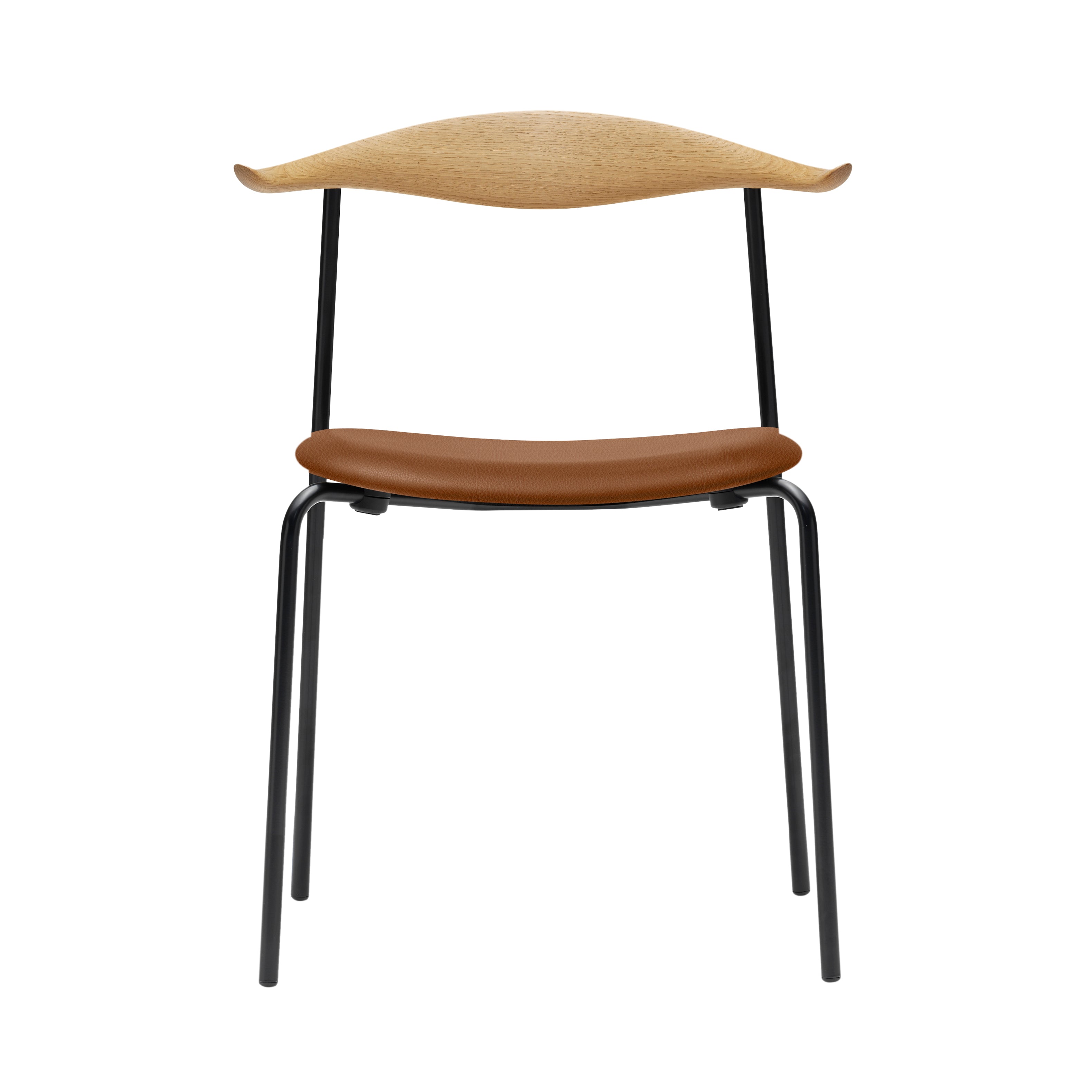 CH88P Dining Chair: Black Steel + Oak + Oiled Oak