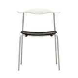 CH88P Dining Chair: Stainless Steel + Beech + Natural White Beech