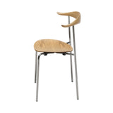 CH88T Dining Chair: Stainless Steel + Oiled Oak