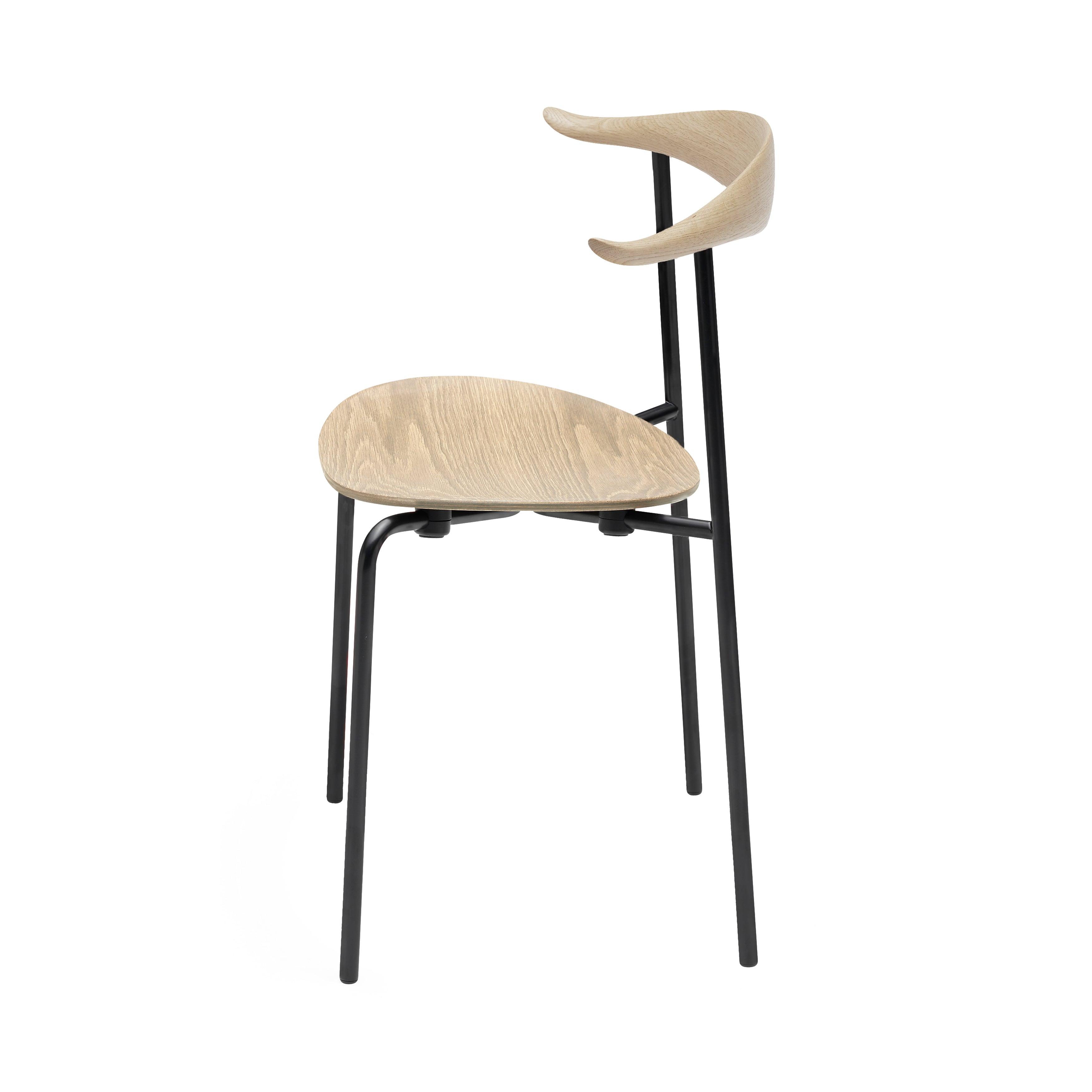 CH88T Dining Chair: Black Powder-Coated Steel + Soaped Oak