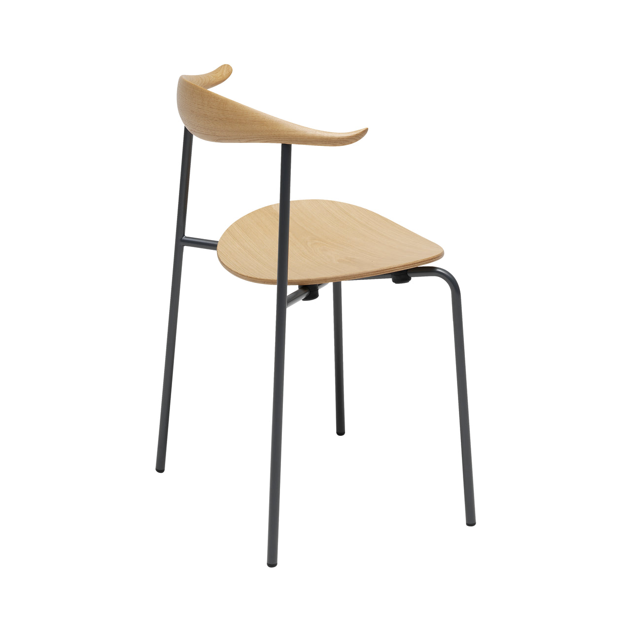 CH88T Dining Chair: Black Powder-Coated Steel + Oiled Beech