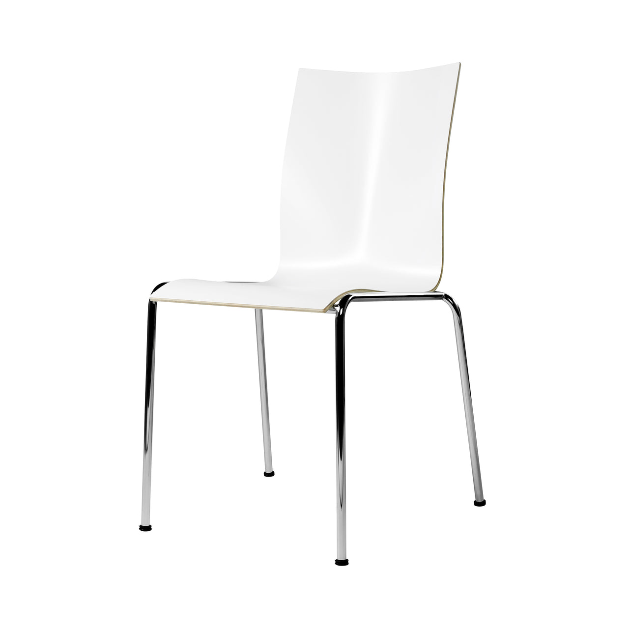 Chairik High 104 Chair: Melamine + White + Polished Chrome