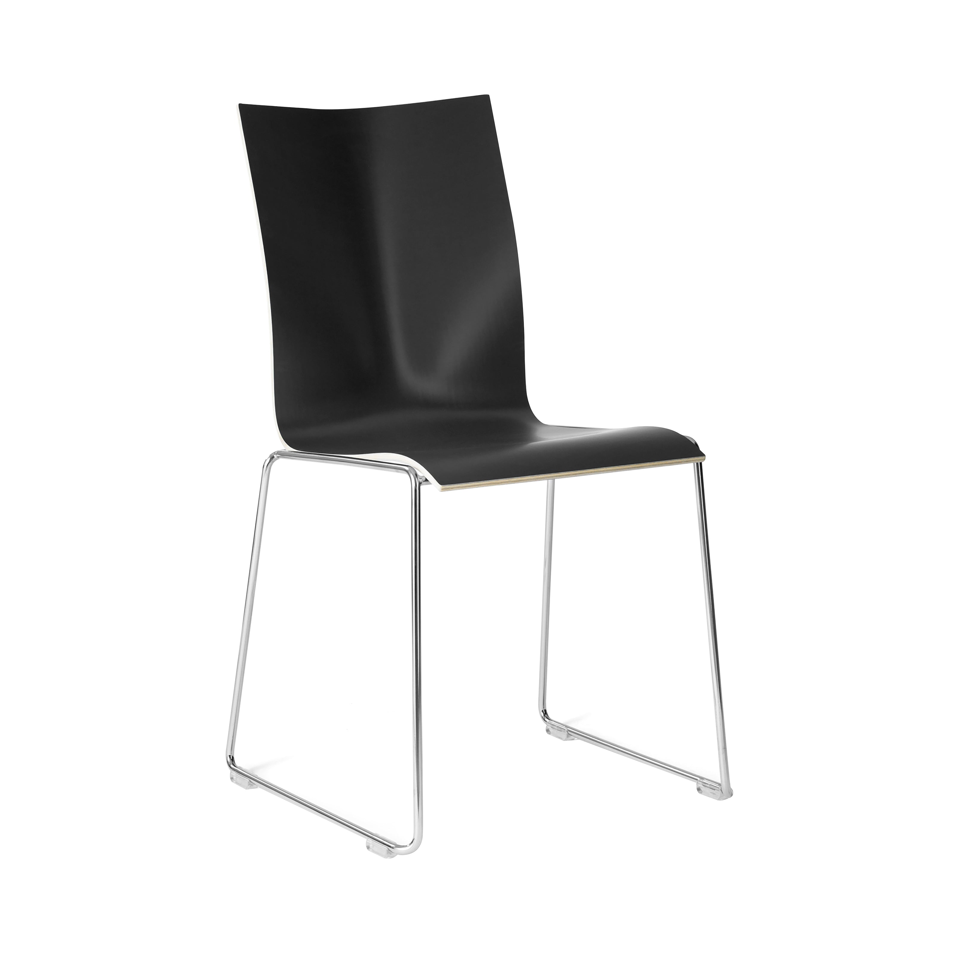 Chairik High 108 Chair: Melamine + Black + Polished Chrome