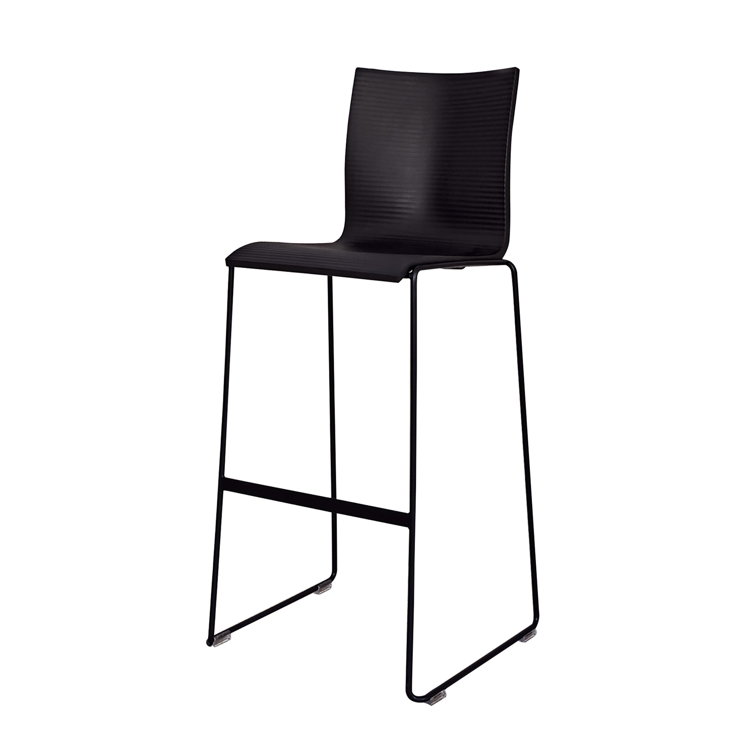Chairik 117 Bar Chair: Sled Base + Pur - Black + Powder Coated Black