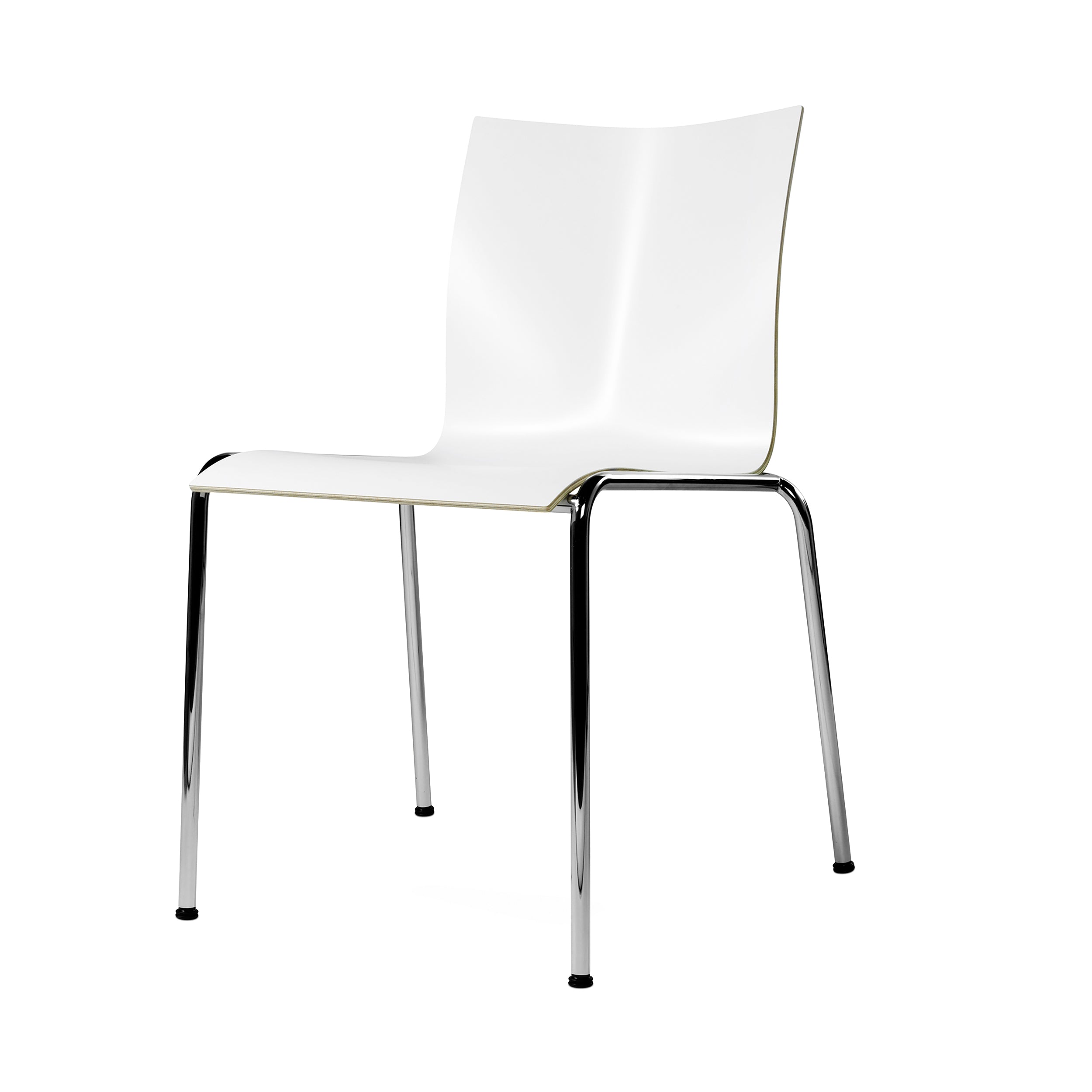 Chairik XL 121 Chair: 4-Legs: Melamine - White + Polished Chrome