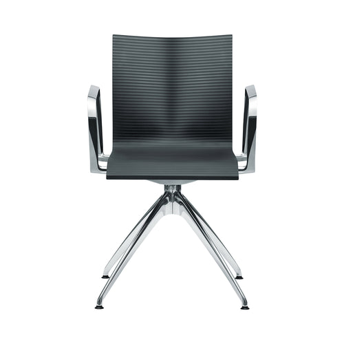 Chairik XL 137 Armchair: 4-Star Base + Black Plastic + Aluminium
