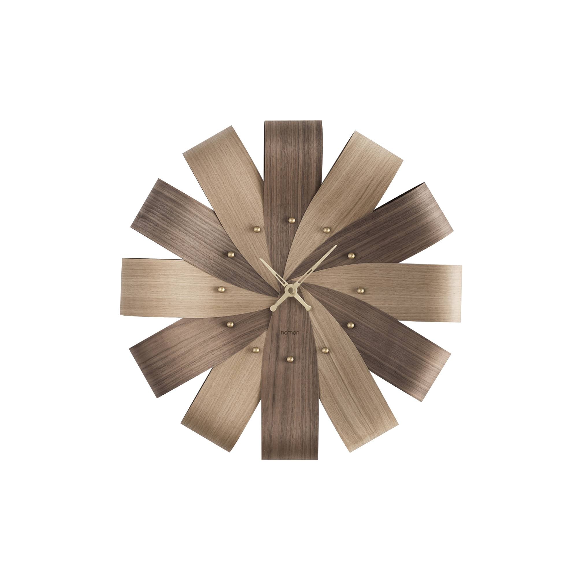 Ciclo Clock: Oak + Walnut + Polished Brass