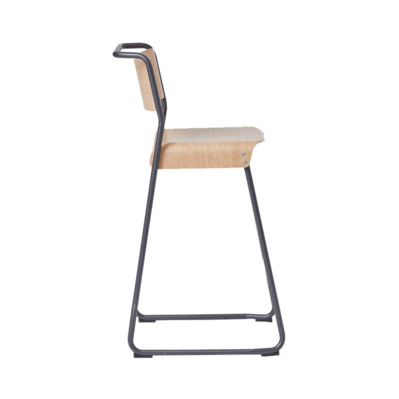 Canteen Utility Counter Stool: Light Oak + Graphite