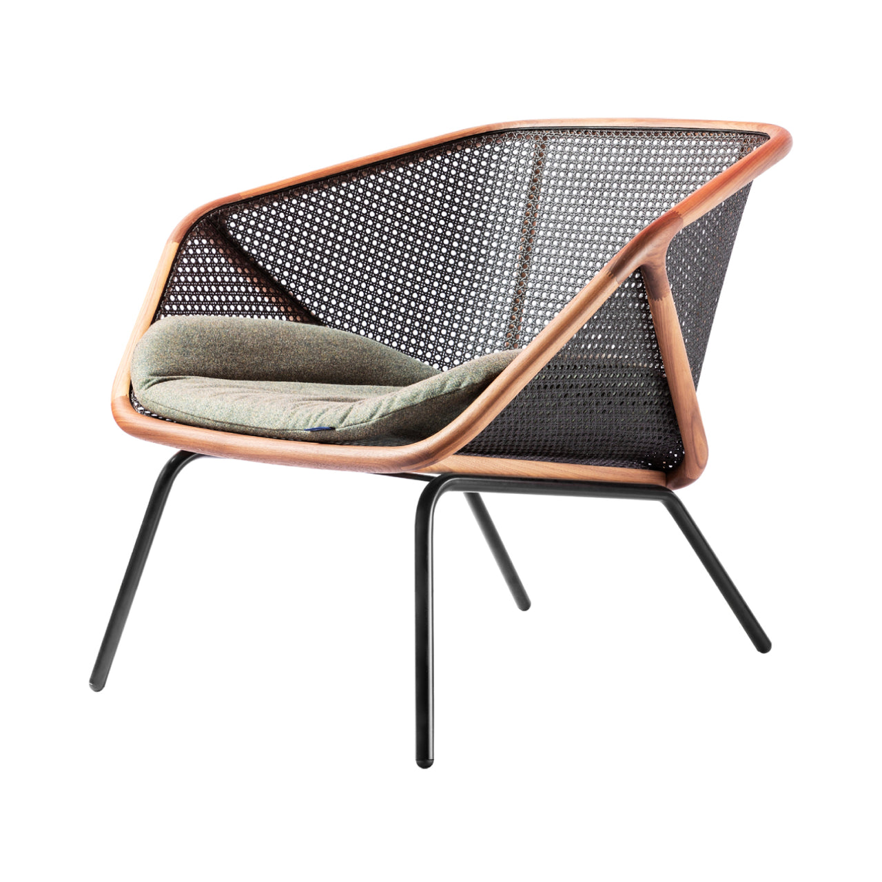 Colony Armchair: Seat Cushion + Beech + Black Vienna Straw + Lacquered Black