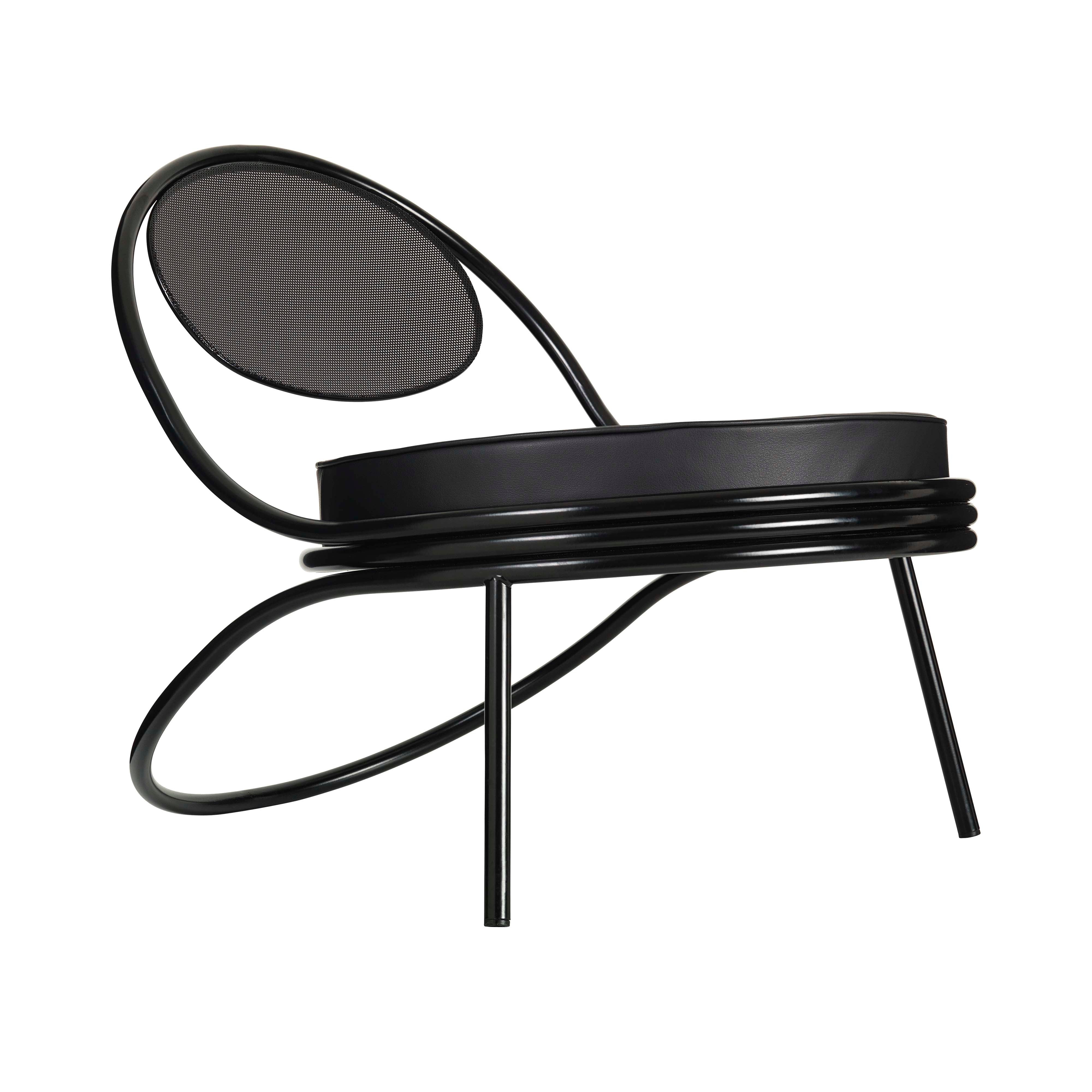 Copacabana Lounge Chair: Seat Upholstered + Black Semi Matt