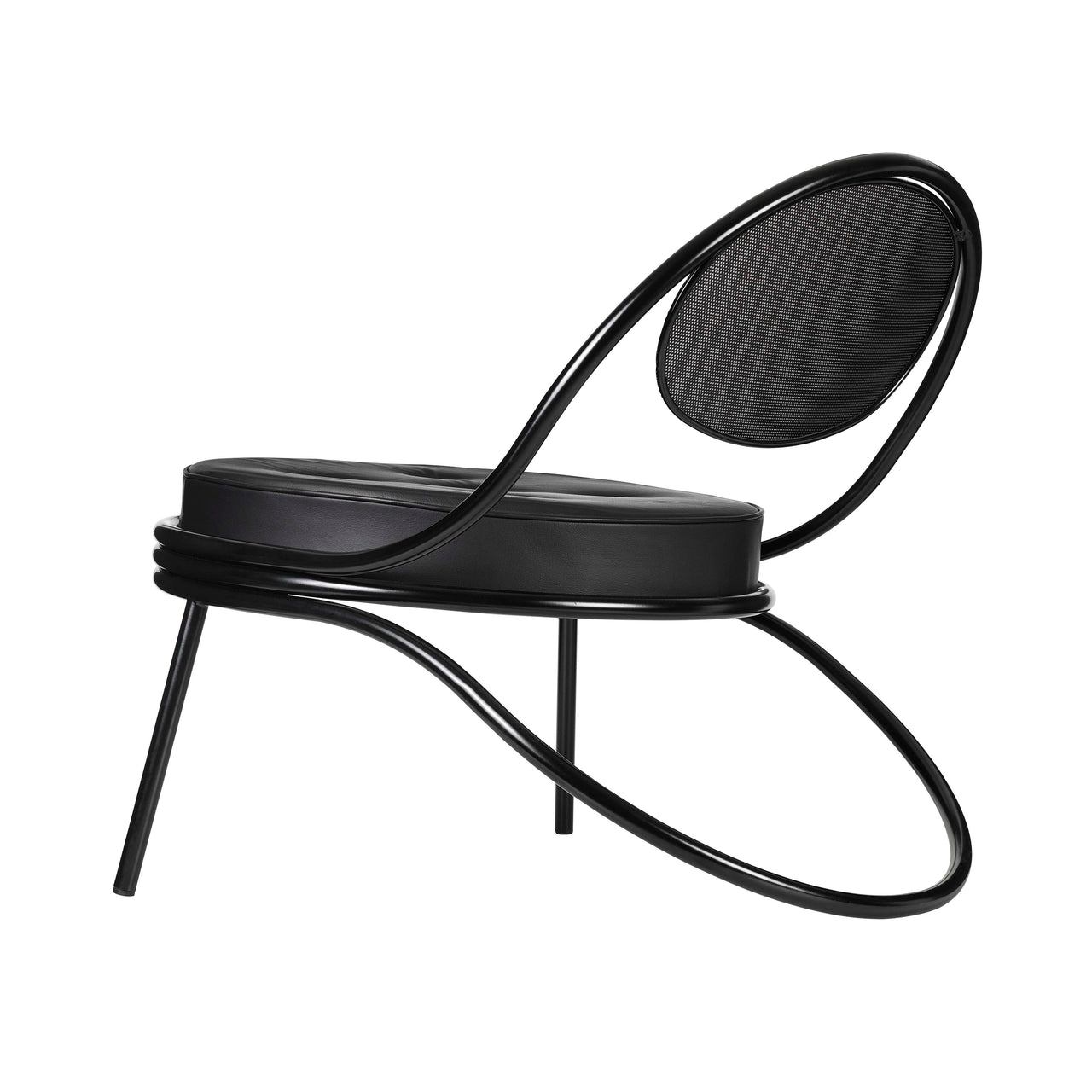 Copacabana Lounge Chair: Seat Upholstered + Black Semi Matt