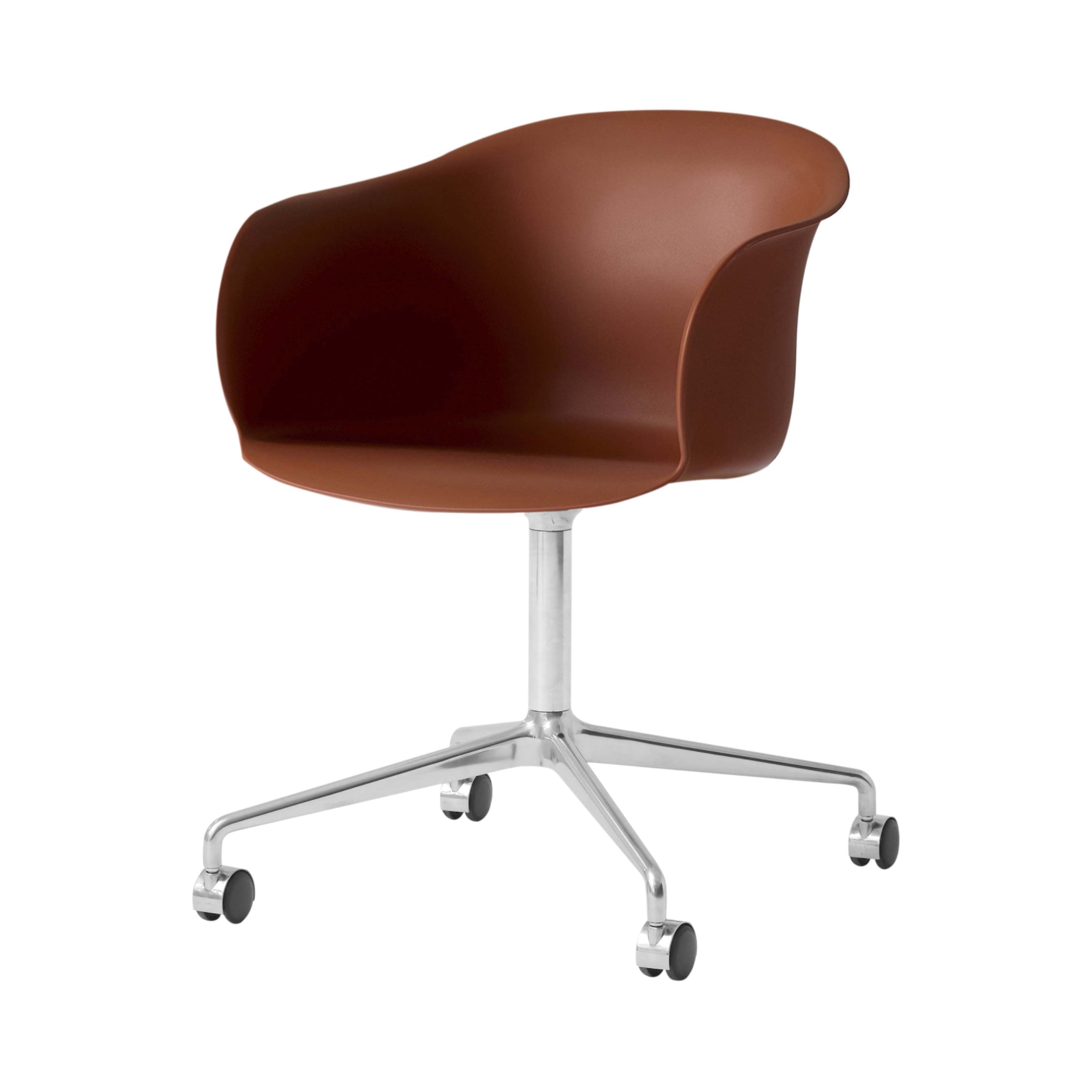 Elefy Chair JH36: Swivel Base + Castors + Copper Brown + Polished Aluminum