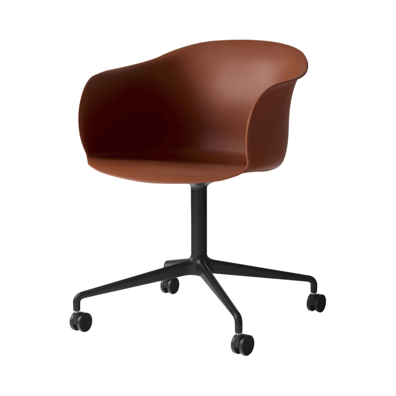 Elefy Chair JH36: Swivel Base + Castors + Copper Brown + Black