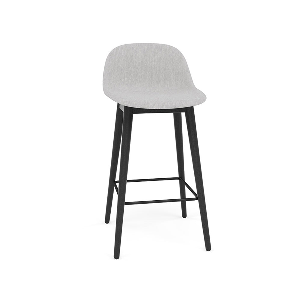 Fiber Bar + Counter Stool With Backrest: Wood Base + Upholstered + Counter + Black