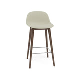 Fiber Bar + Counter Stool With Backrest: Wood Base + Upholstered + Counter + Stained Dark Brwon