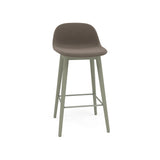 Fiber Bar + Counter Stool With Backrest: Wood Base + Upholstered + Counter + Dusty Green