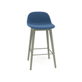 Fiber Bar + Counter Stool With Backrest: Wood Base + Upholstered + Counter +  Dusty Green